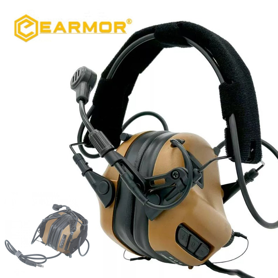 EARMOR M32-Mark3 MilPro Casque Tactique Protecteur Auditif Standard Militaire - Marron Coyote