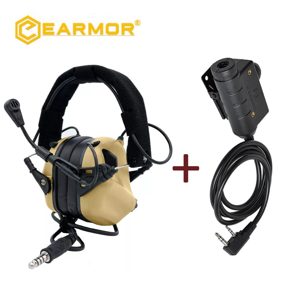 EARMOR M32 MOD4 Tactical Headset & M51 PTT Adapter Set Tactical Communication System