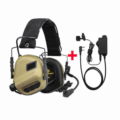 EARMOR M32 Tactical Headset & Kenwood PTT Adapter Set Shooting Communication System