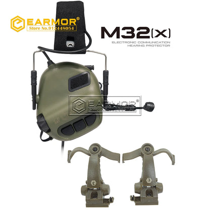 EARMOR M32{X}-MOD4 Tactical Headset Electronic Noise Reduction Amplifying Pickup Communication for RAC Rails