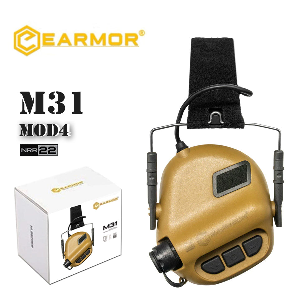 EARMOR M31-MOD4 Casque Tactique IPSC Protecteur Auditif de Tir - Coyote Brown