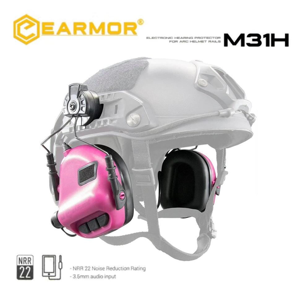 EARMOR M31H ARC Casco Auriculares Protector Auditivo Electrónico Orejera De Tiro - Rosa 