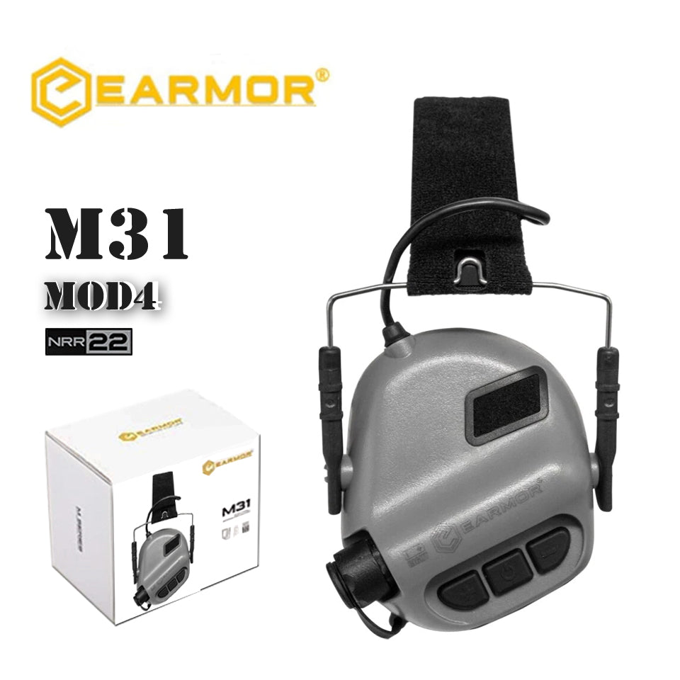 EARMOR M31 MOD4 Casque Tactique Réduction Du Bruit Protecteur Auditif - Cadet Gris