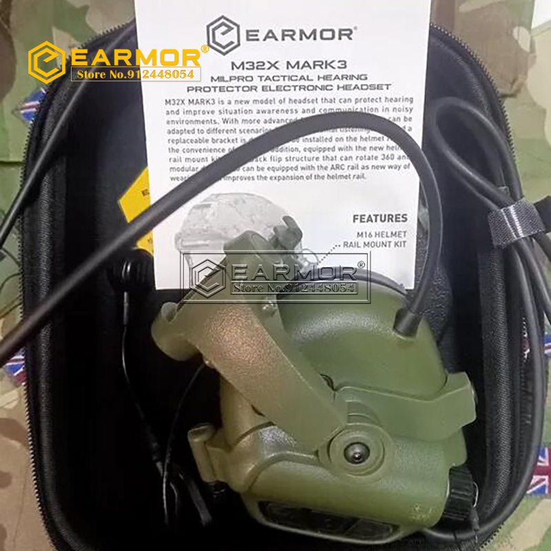 OPSMEN EARMOR M32X-Mark3 MilPro RAC Auriculares Auriculares estándar militares - Verde follaje